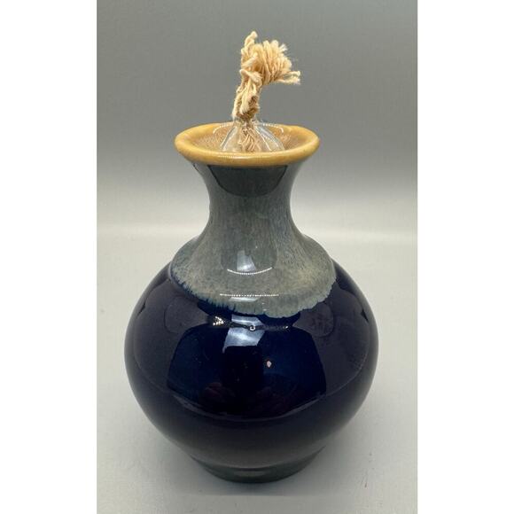 Tumbleweed Pottery Blue Gray Oil Lamp Vessel Vase Small Handle Pitcher Signed - Picture 5 of 10